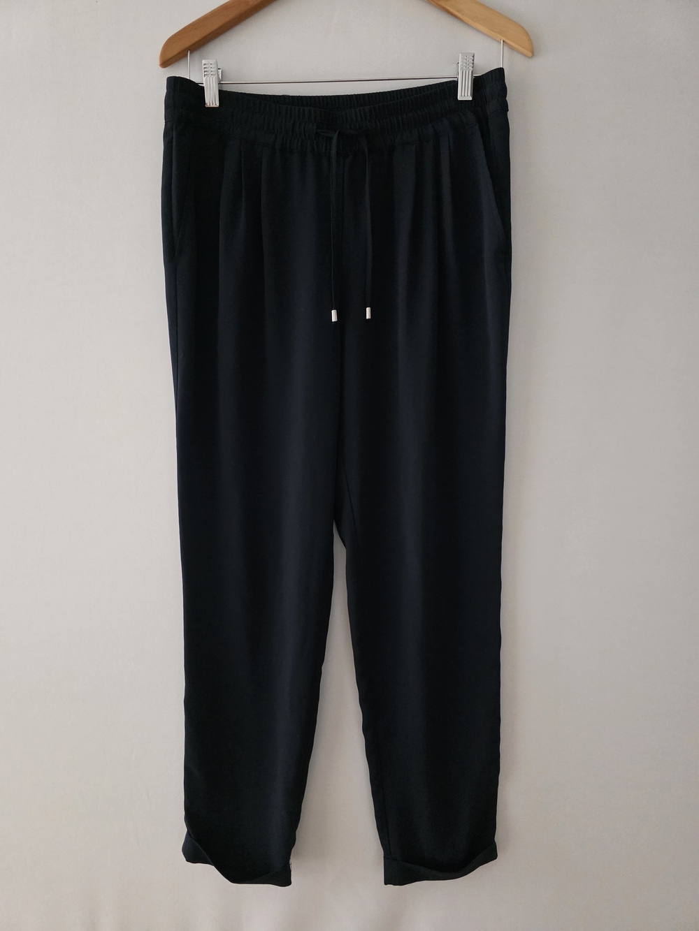 Zara Black Elastic Waist Drawstring Joggers